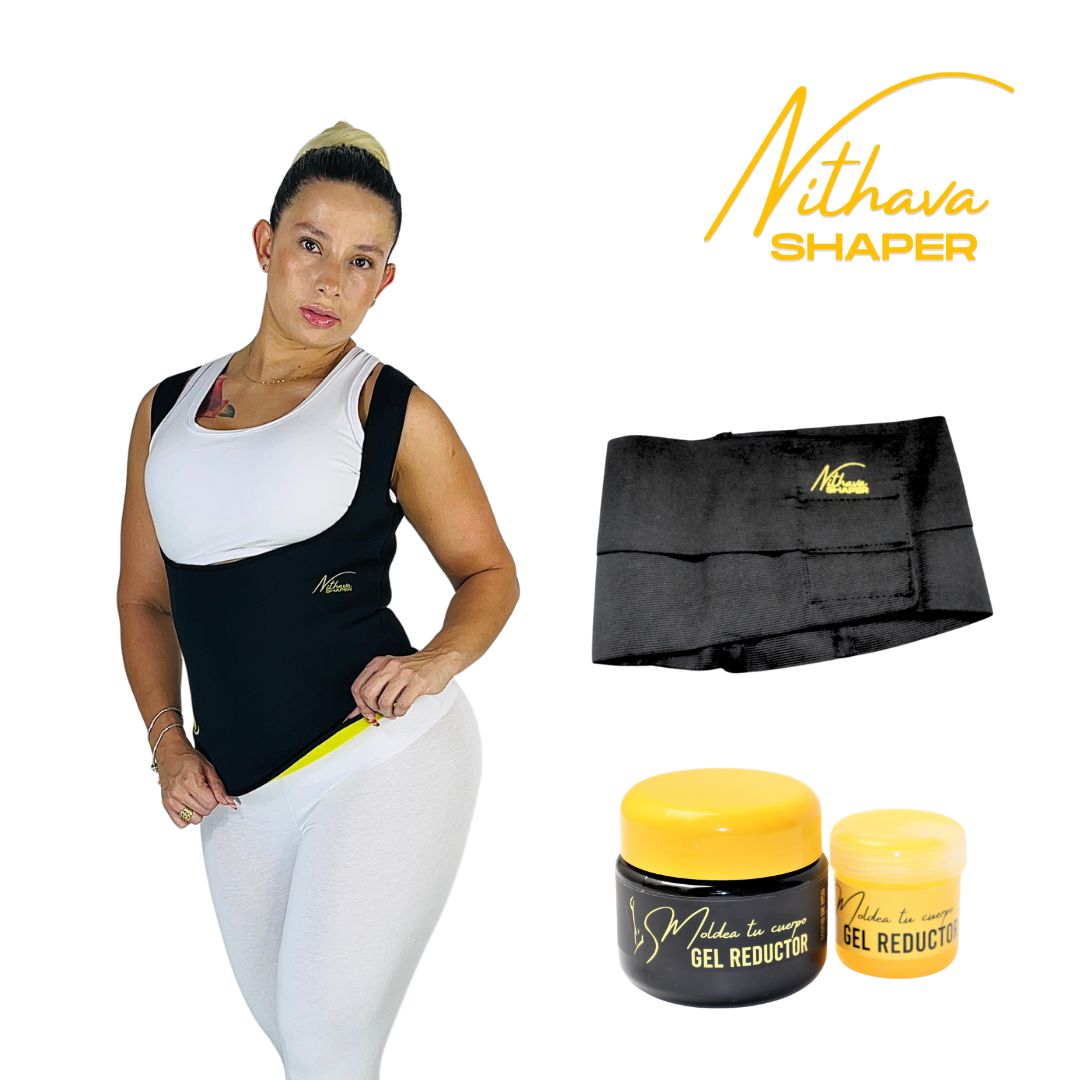 COMBO MOLDEADOR - Chaleco liso, Cinturon Moldeador, Gel Caliente + Frio + Obsequio