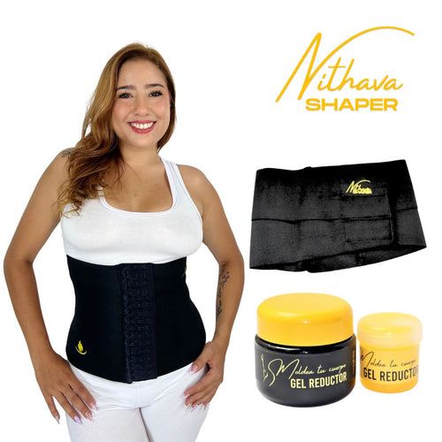 COMBO NITHAVA - Cinturilla broches, Cinturon moldeador, Gel frio y Calente + Obsequio