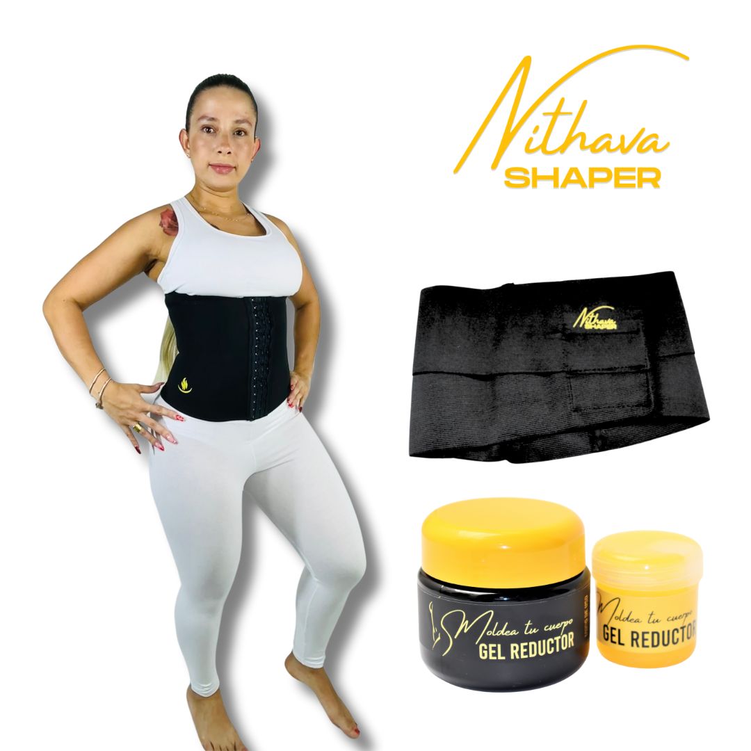 COMBO NITHAVA - Cinturilla broches, Cinturon moldeador, Gel frio y Calente + Obsequio