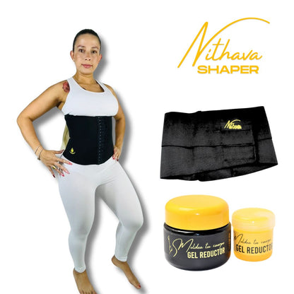 COMBO NITHAVA - Cinturilla broches, Cinturon moldeador, Gel frio y Calente + Obsequio