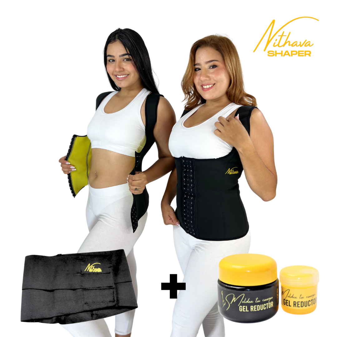 COMBO REDUCTOR - Chaleco Broches, Cinturón Moldeadora, Gel Frio y Caliente + Obsequio
